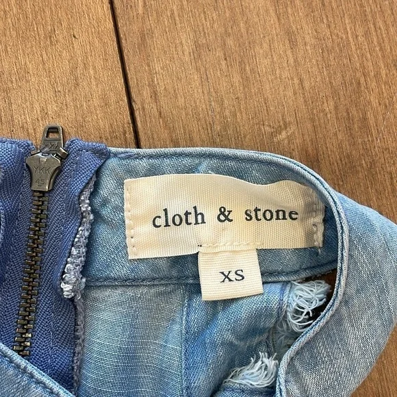 CLOTH & STONE ZIP BACK FRAYED ROMPER CHAMBRAY LAGUNA BLUE SIZE XS - Picture 10 of 10